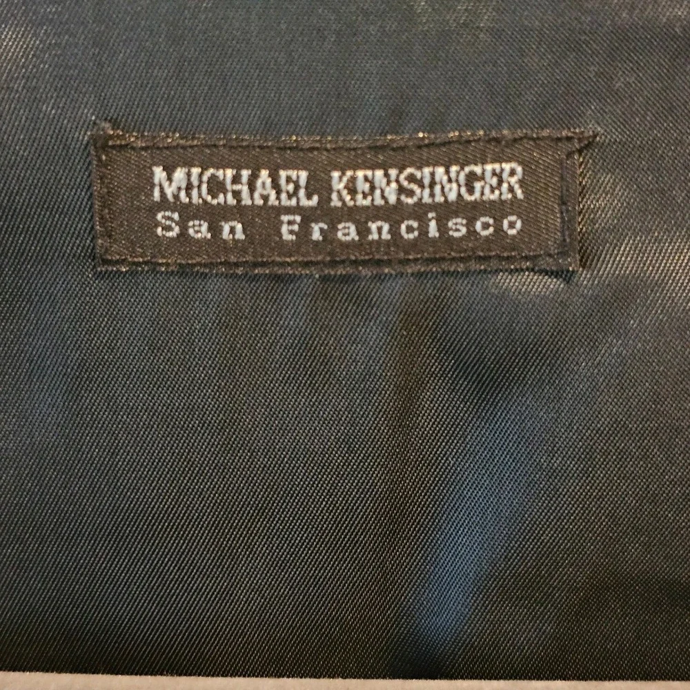 Michael Kensinger‎ Mens Marbled Feather Print Formal Vest Grey Black 3XL